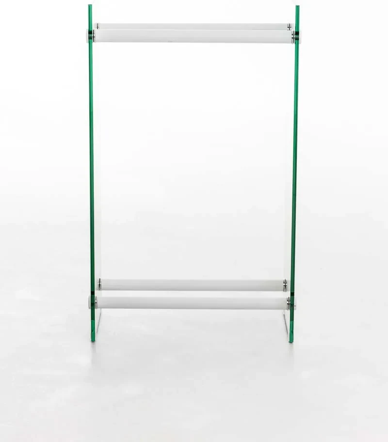 Stojan na drevo Dacio W35x80x80, biele priečky, číre sklo