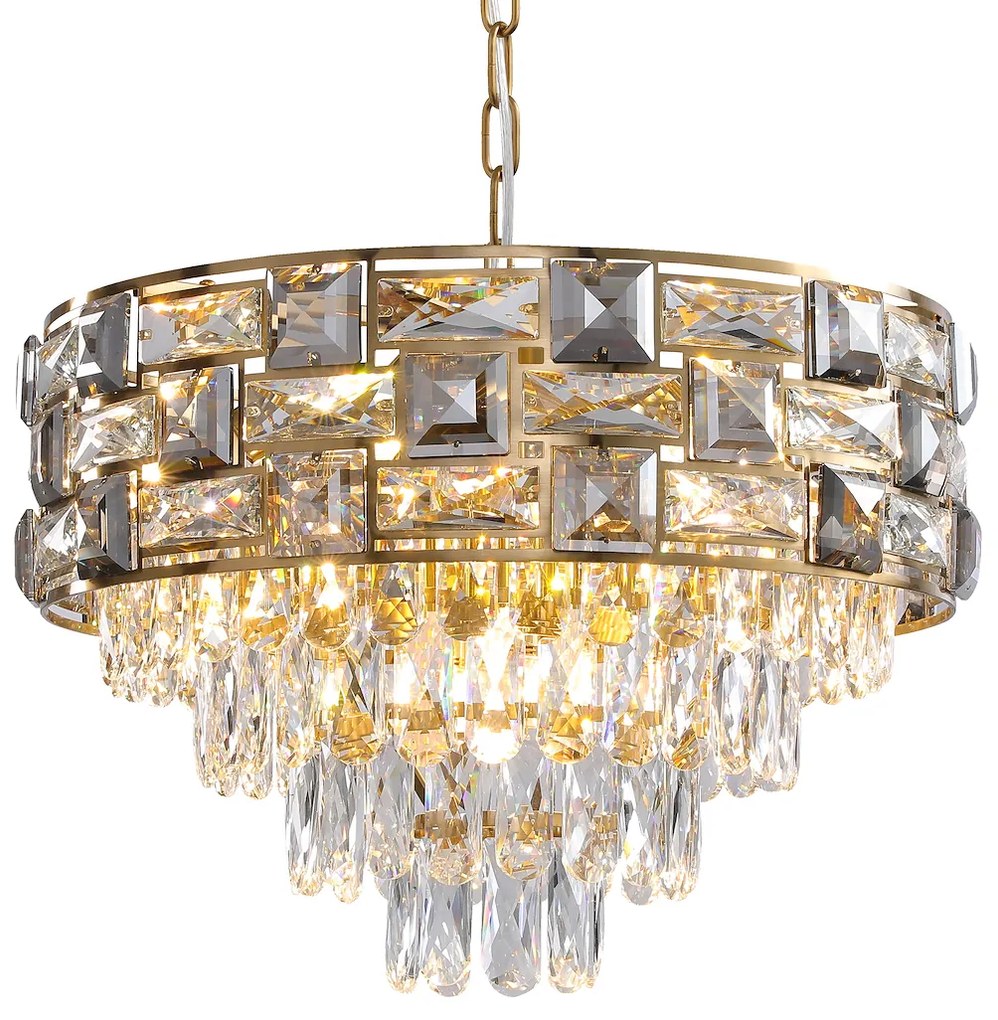 EUlight Luster Luxuria, 1x krištáľové/zlaté kovové tienidlo, (fi 50cm), g