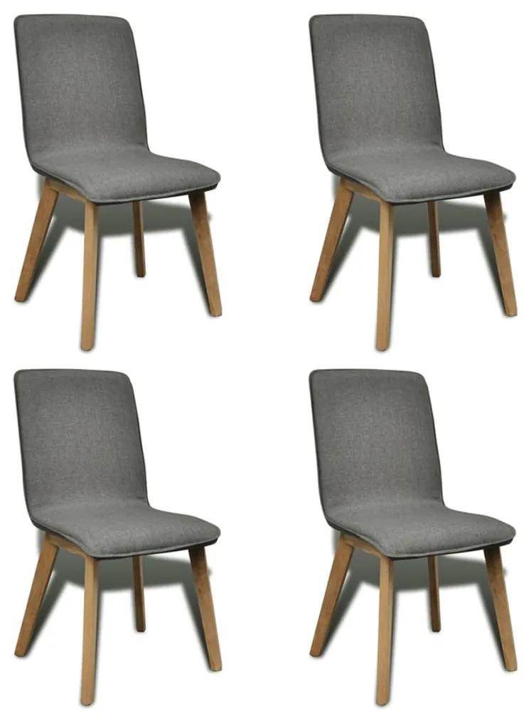 Jedálenské stoličky 4 ks, svetlosivé, látka a dubový masív 241154