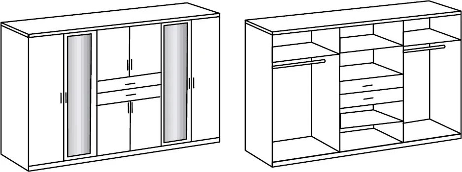 Šatníková skriňa Diver 270 cm, bílá/dub sonoma