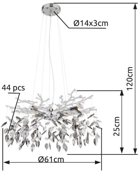 Globo 64133-8 - Luster na lanku DANNA 8xG9/8W/230V pr. 61 cm chróm