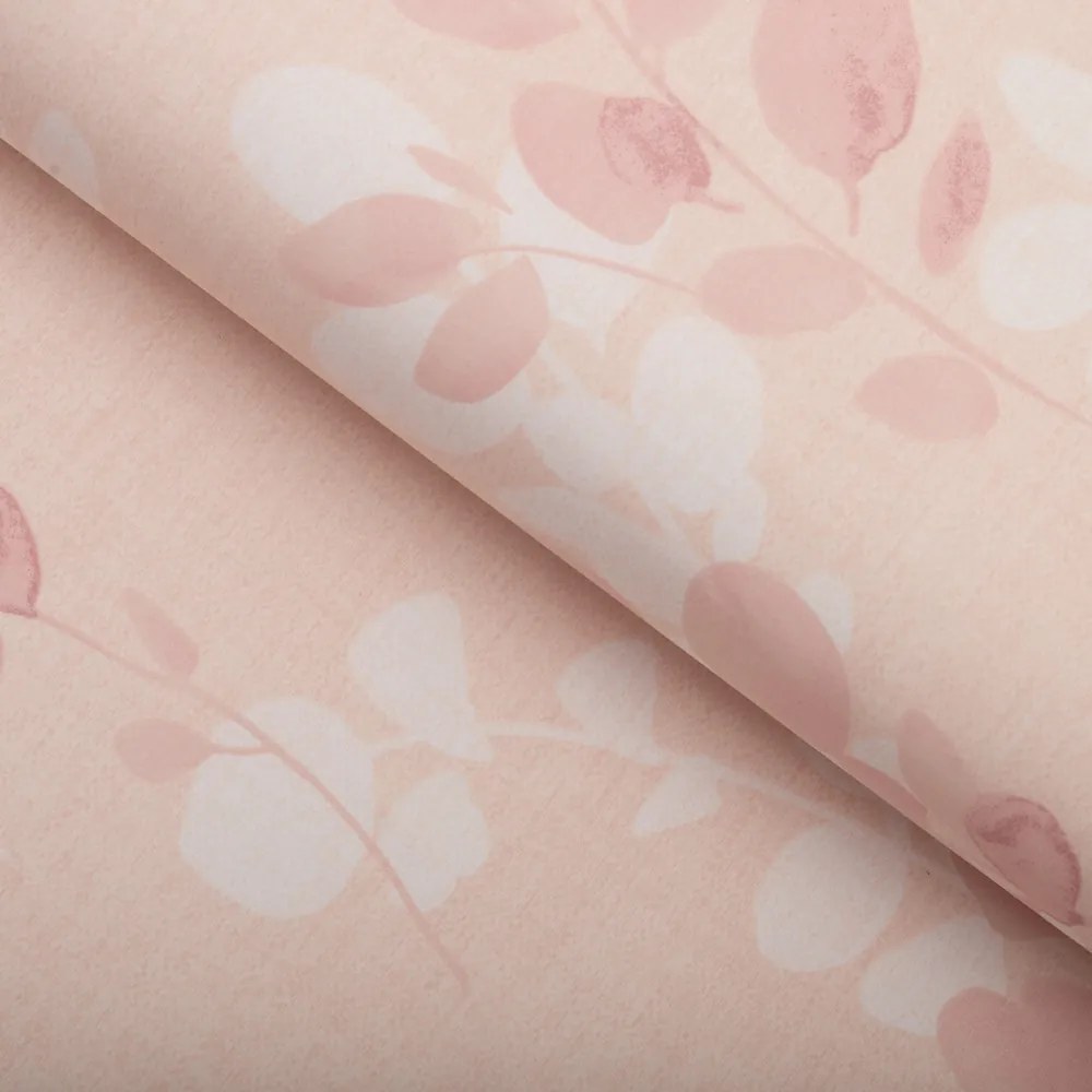 Biante Bavlnená obliečka na vankúš Sandra SA-682 Eukalyptové listy na pastelovo ružovom 60 x 60 cm