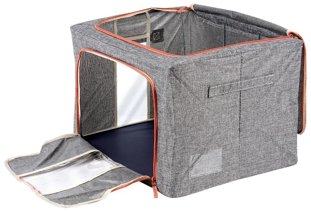 Látkový pevný box na uskladnenie textilu, sivý PILLOW 50x 40 x 33 cm (66l)