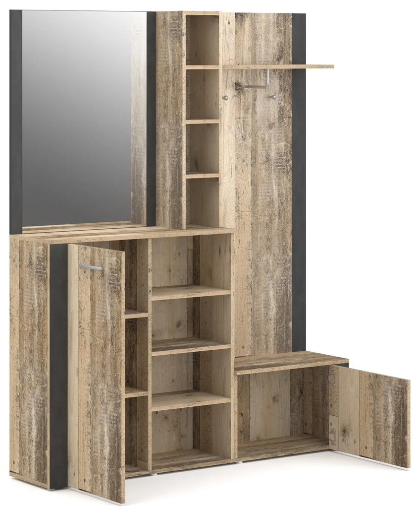 Předsíňová stěna Barry 150 cm dub Matera světlý/antracit