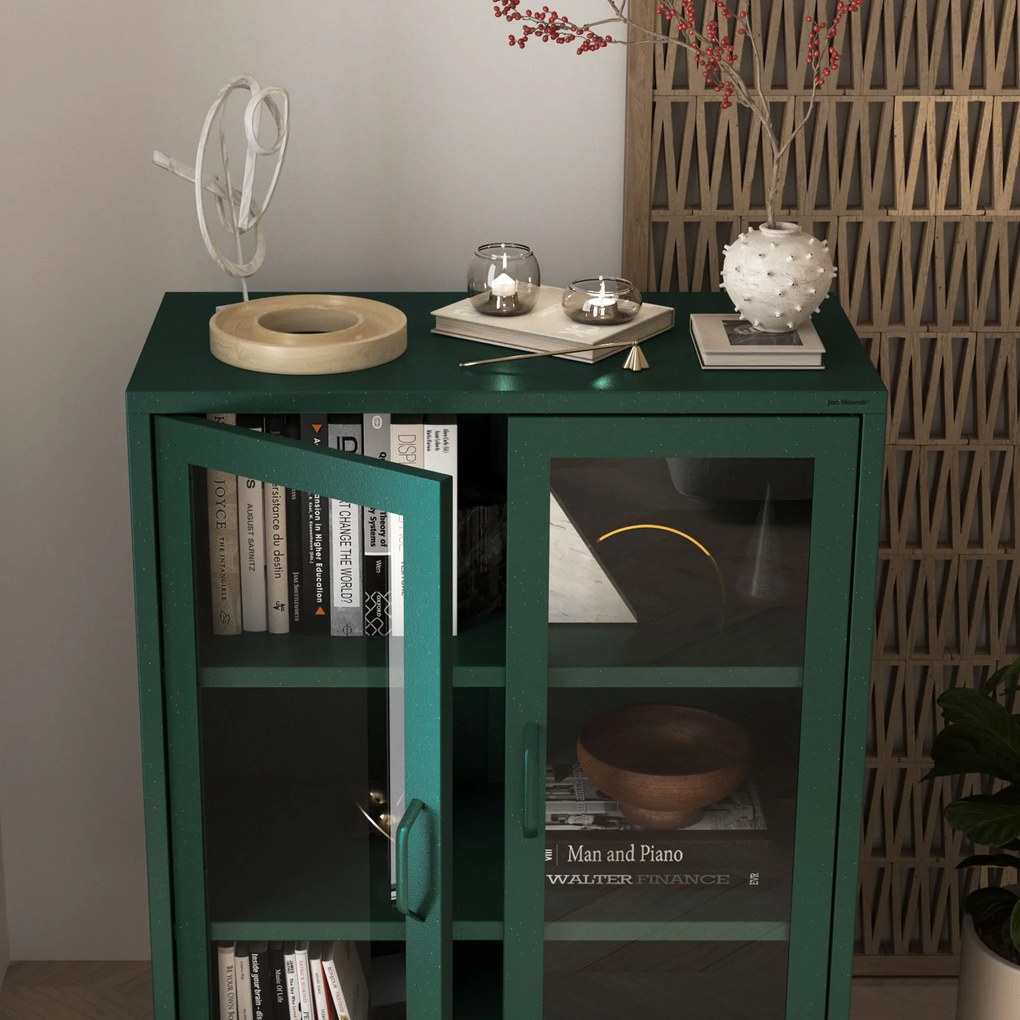 Vitrína GINA, 800 x 1015 x 400 mm, Modern: fľaškovo zelená farba