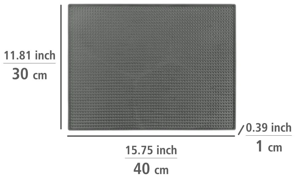 Sivá gumová odkvapkávacia podložka na riad 40x30 cm Maxi – Wenko