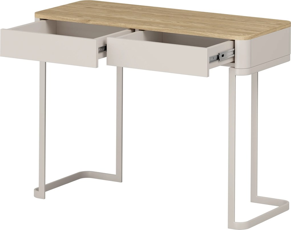 Konzola Elivo 110 cm so zásuvkami na ráme - kašmír / olejovaný dub