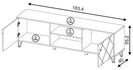 Televízny stolík SULA dub craft/čierna
