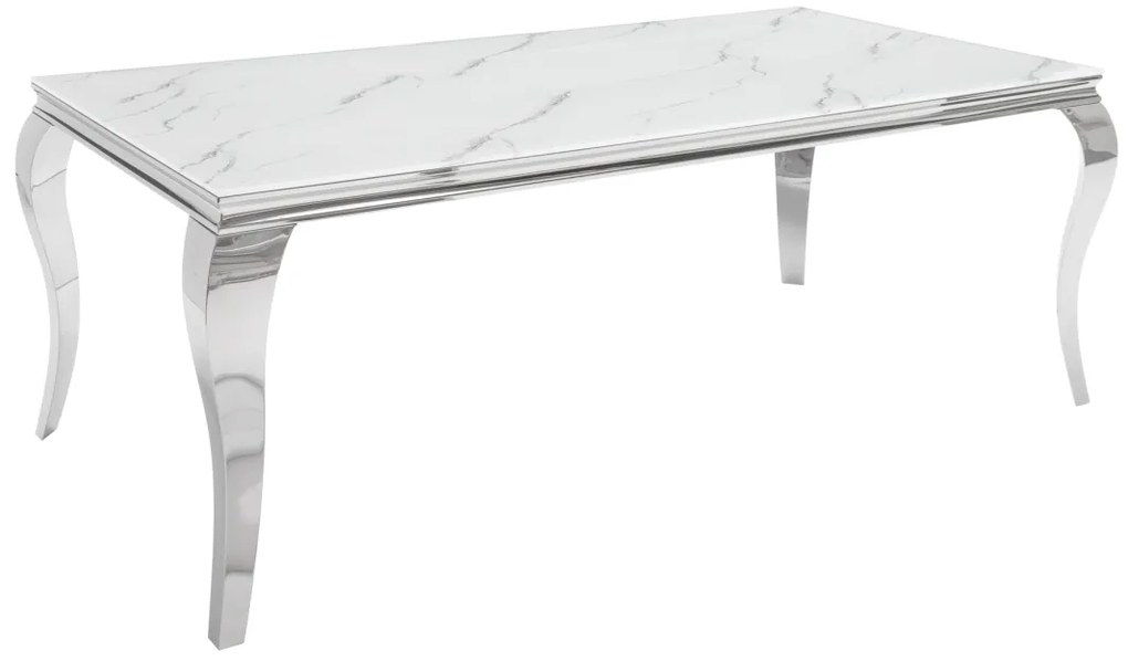 Dizajnový jedálenský stôl Rococo 200 cm strieborný - mramor