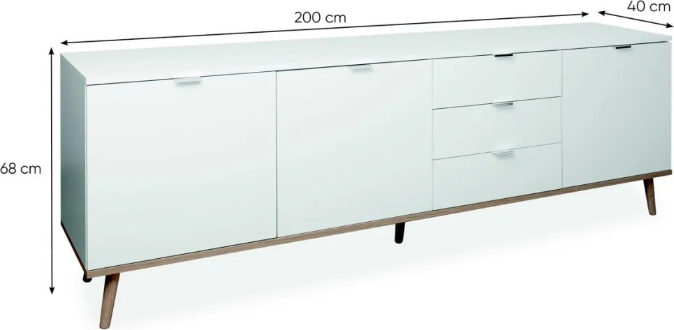 Široká komoda Göteborg, biela/dub sonoma