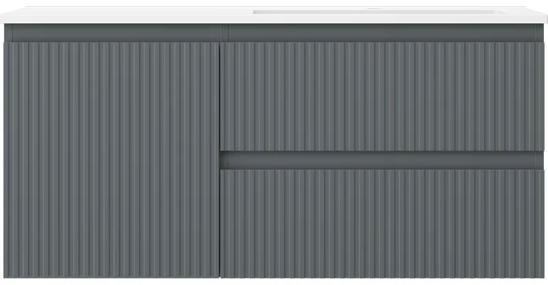 Mexen Rivel, kúpeľňová skrinka 100 cm s pravým umývadlom Otis, 2S, 1D, drážkovaná, grafitová/biela matná, 91A23-10047-3-BBFFF66-W18P01