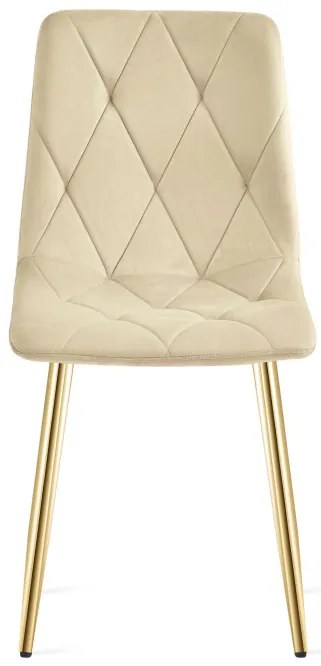 Set štyroch jedálenských stoličiek LIBRA zamatové, svetlobéžové / zlaté nohy (4 ks)