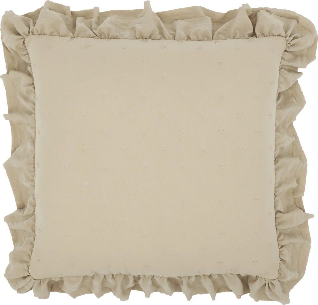 Béžová obliečka na vankúš s volánovým okrajom Aix Soft – 50*50 cm