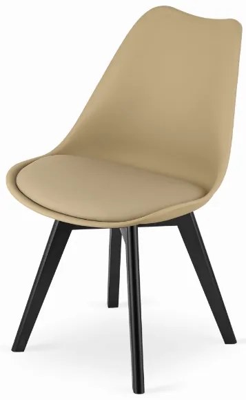 Jedálenský set 1 + 4, čierny stôl ADRIA 120x80 cm + béžová stolička BALI MARK s čiernymi nohami