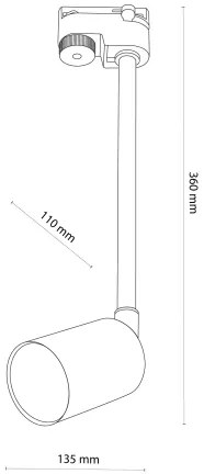 Luster na tyči do lištového systému TOP 1xGU10/10W/230V biela