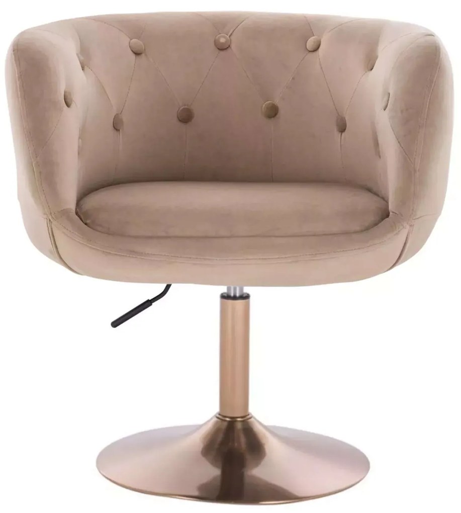 LuxuryForm DESIGN Kreslo MONTANA VELUR na zlatom tanieri - latte