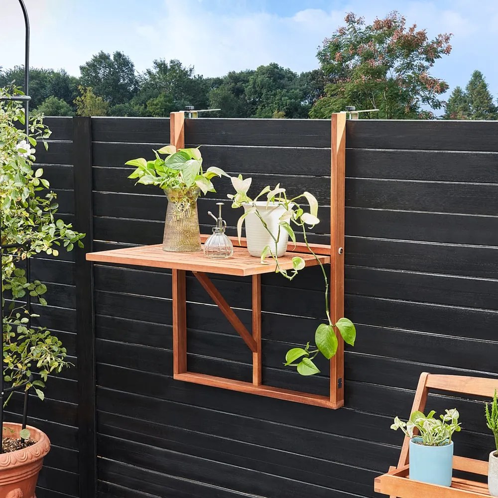 Závesný balkónový stolík HANS, 65x45x87cm, hnedá Casaria