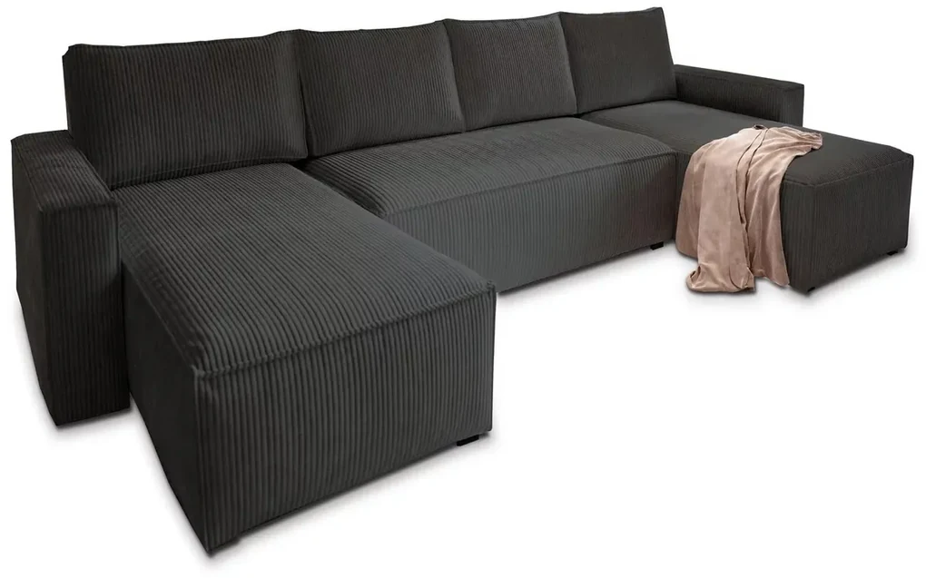Čierna sedacia súprava do U SMART COSARO 295x140 cm