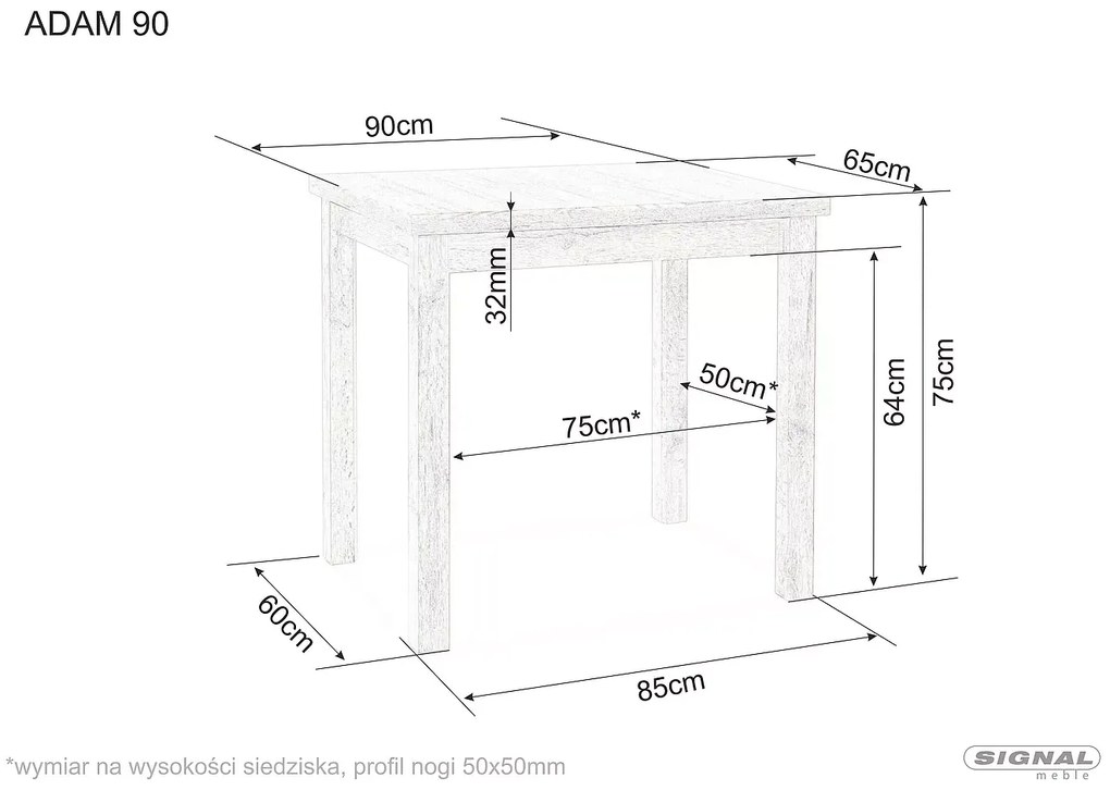 Signal Stôl ADAM dub SONOMA 90x65