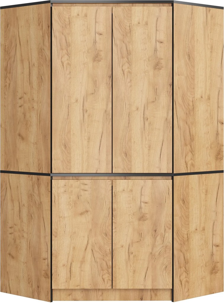 Rohová šatníková skriňa CLP 100 cm 4D dub craft