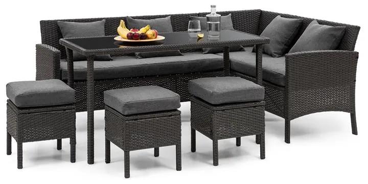 Titania Dining Lounge Set, záhradná sedacia súprava, čierna/tmavosivá