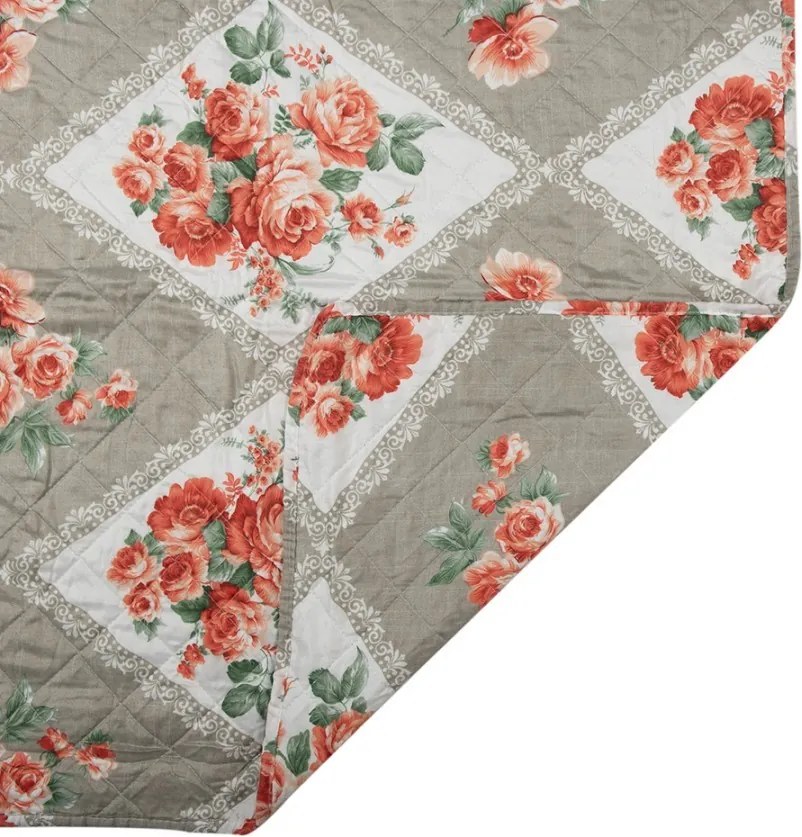 Šedý prehoz na dvojlôžko s kvetinovým motívom Flowery - 240*260 cm
