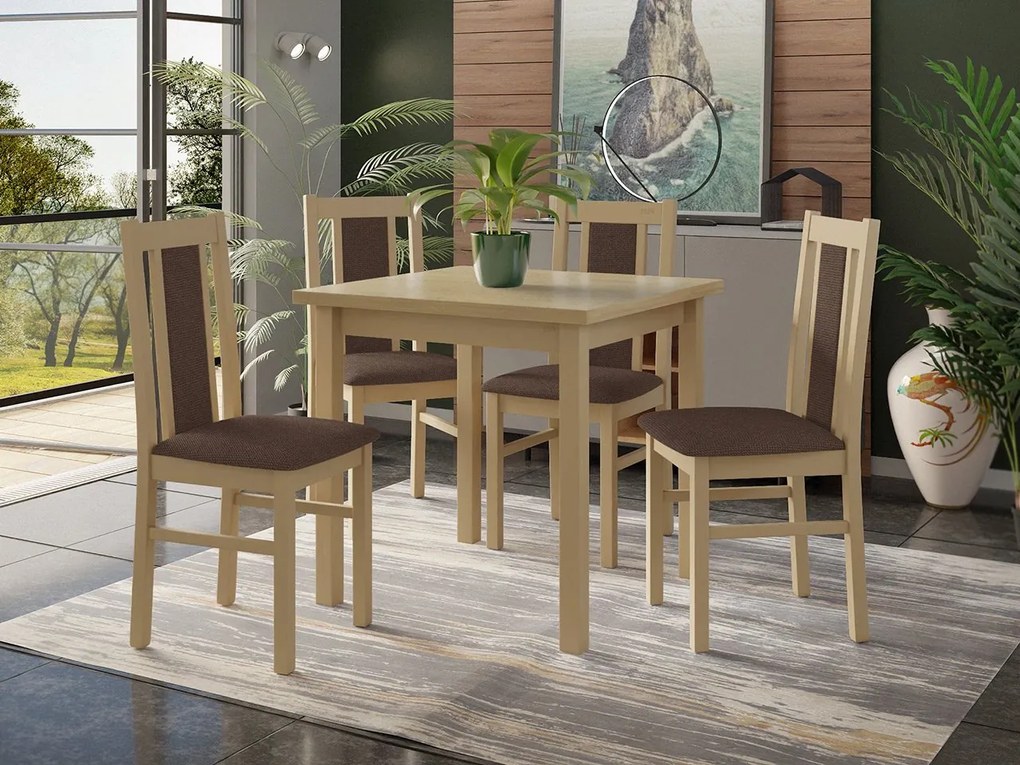 Stôl so 4 stoličkami - AL27, Morenie: biela - L, Poťahové látky: Hygge D20