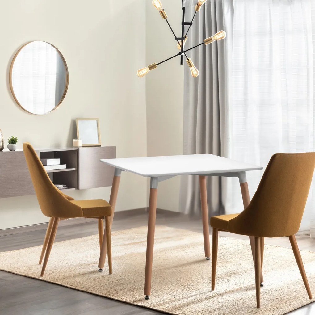 Stôl drevený Viborg 80 natura / biela - v75 x 80 x 80 cm