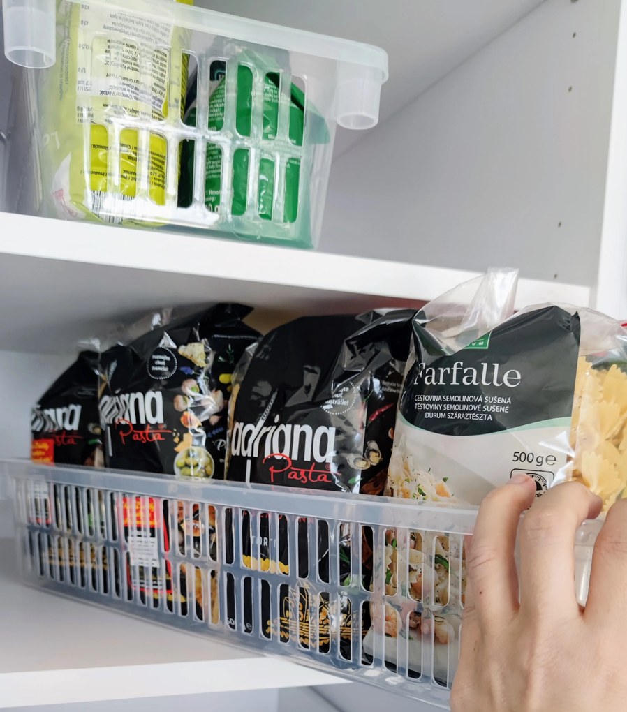 Úložný kôš, box a organizér extra hlboký 50 cm x 20 cm INVA, transparentný