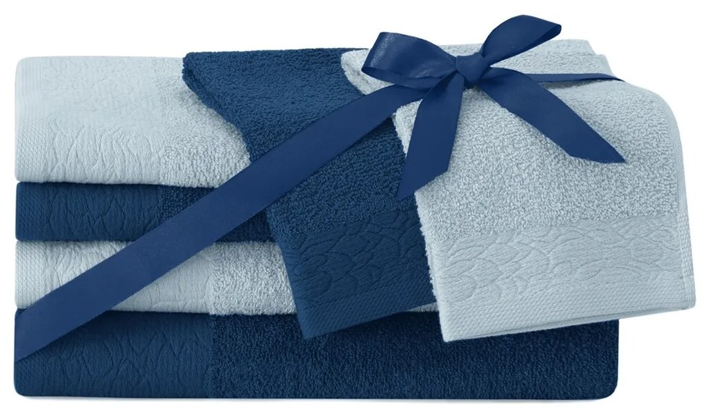 Sada 6 ks uterákov FLOSS klasický štýl námornícky modrá