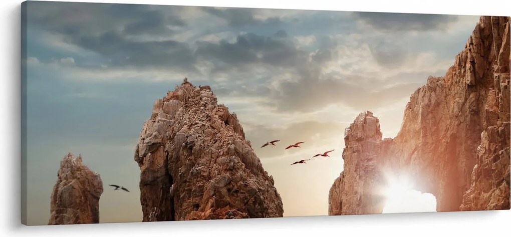 Obraz - Západ slnka nad útesmi (120x50 cm)
