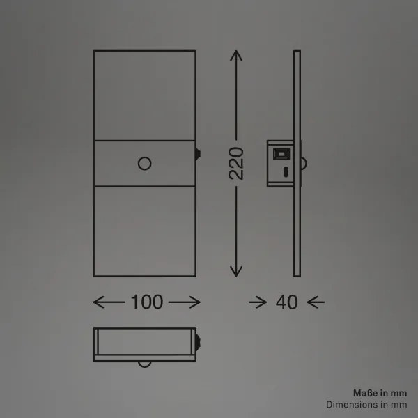 Briloner 3888012 - Nabíjateľné nástenné LED svietidlo AURA so senzorom, 2,5 W / 5 V, 1800 mAh, matné
