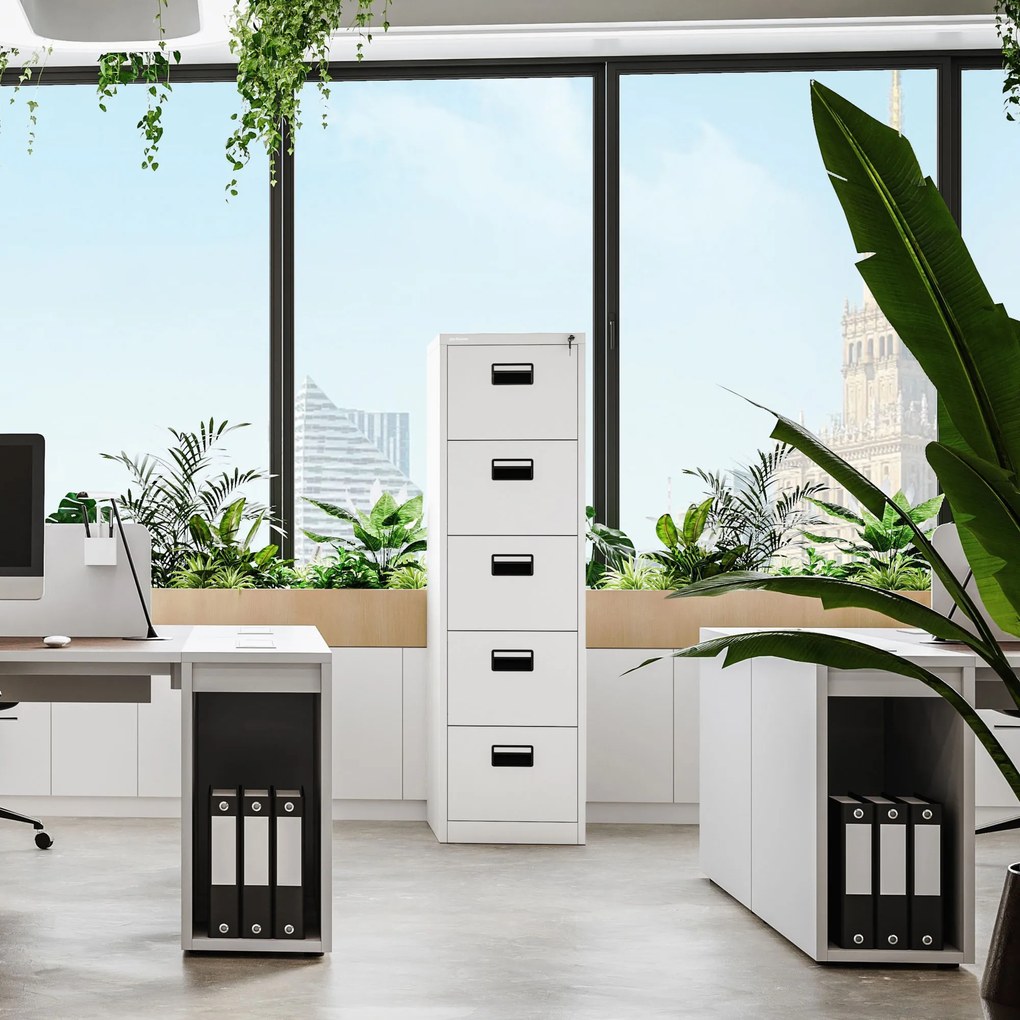 Kovová kartotéka, 5 zásuviek SARA V5, 460 x 1625.5 x 620 mm, biela