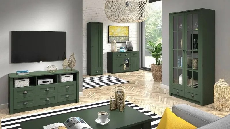 Vitrína Gala nábytok PROVANCE W2S zelená