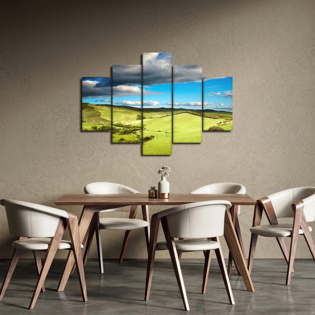 Obraz - Zelená krajina s pahorkami (150x105 cm)