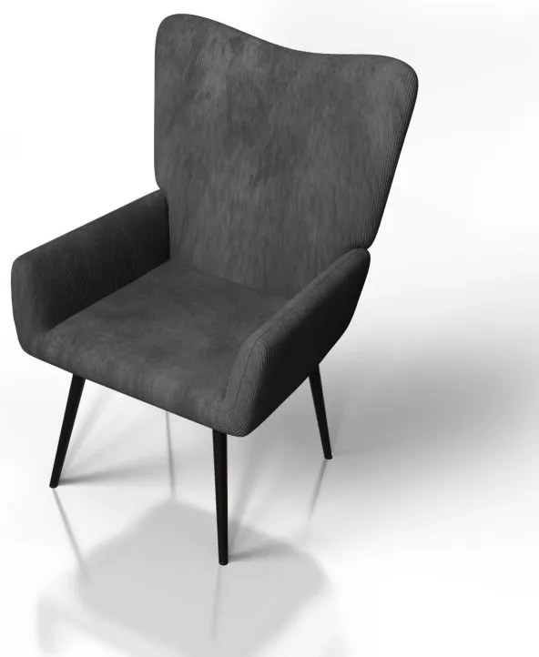 Pohodlné manžetové kreslo z manšestru, sivé