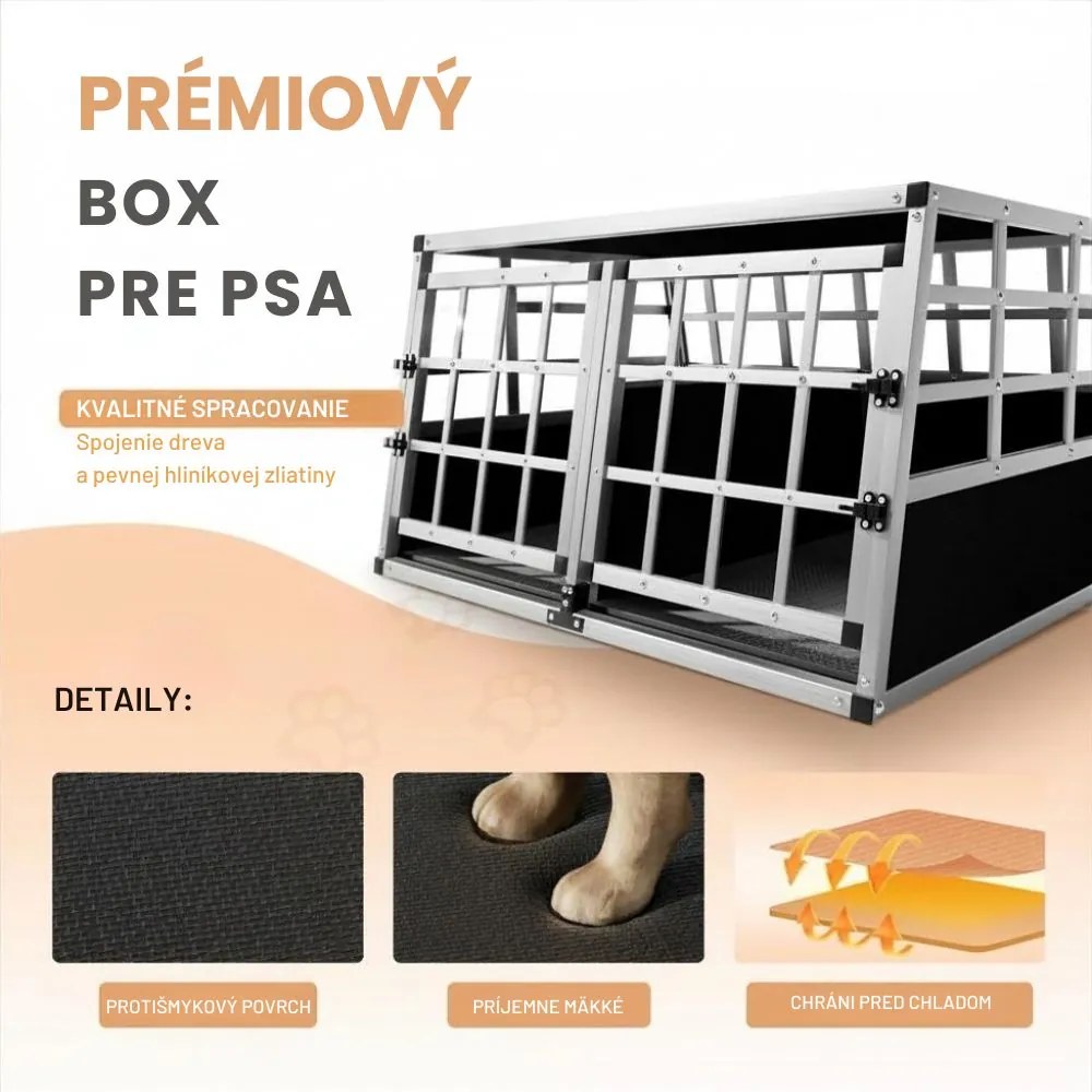 Prepravka pre psa BRUNO, 89x70x51cm strieborná/čierna Cadoca