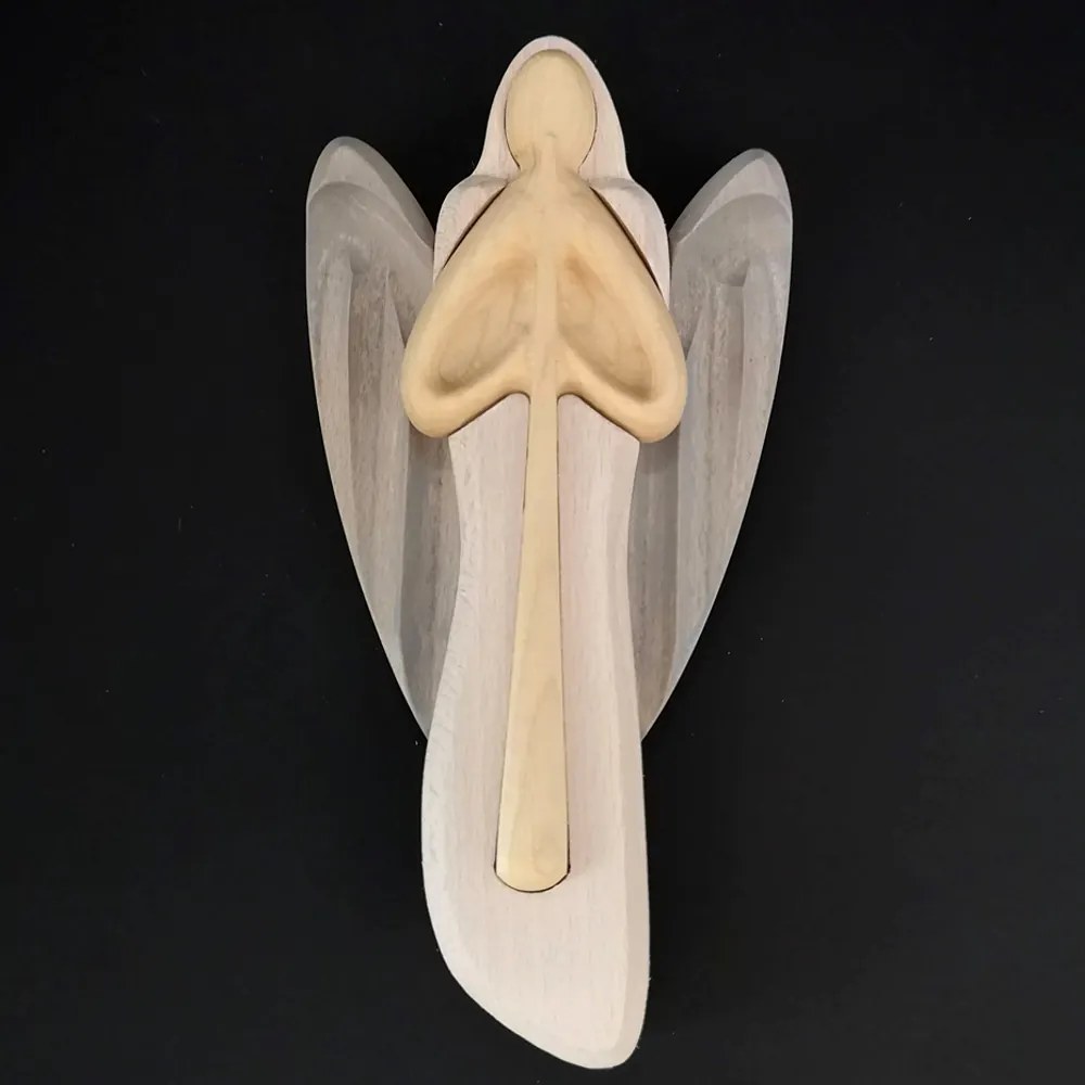 AMADEA Drevený anjel s flautou, farebný, masívne drevo, 22x12x2 cm