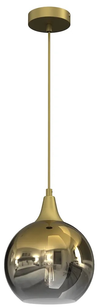 EUlight Závesné svietidlo Monte, 1x zlaté sklenené tienidlo, (fi 20cm), g