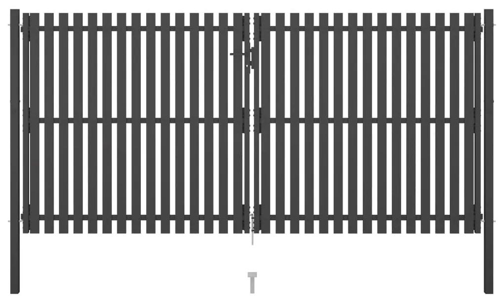 vidaXL Záhradná plotová brána, oceľ 4x2,25 cm, antracitová