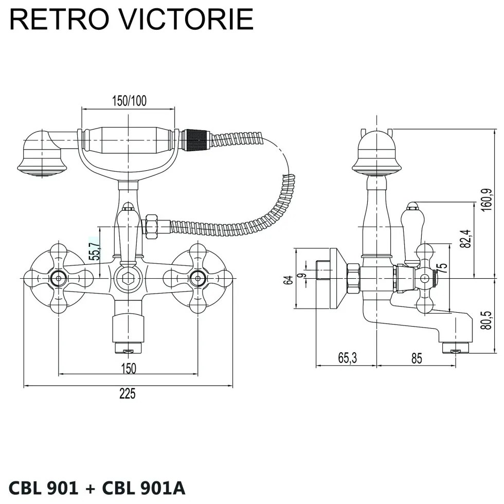 Mereo Mereo, Vaňová nástenná batéria, Retro Viktorie, 150 mm, s príslušenstvom, chróm, MER-CBL901