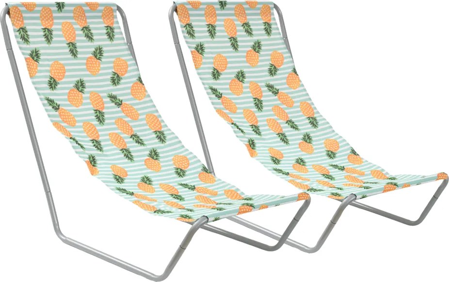 Súprava 2 ks skladacích plážových ležadiel SAND PINEAPPLE, farebné
