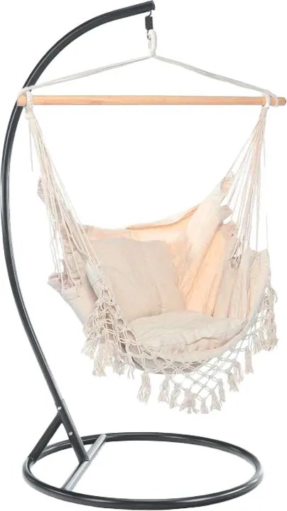 Béžové závesné kreslo PALAK s čiernym stojanom