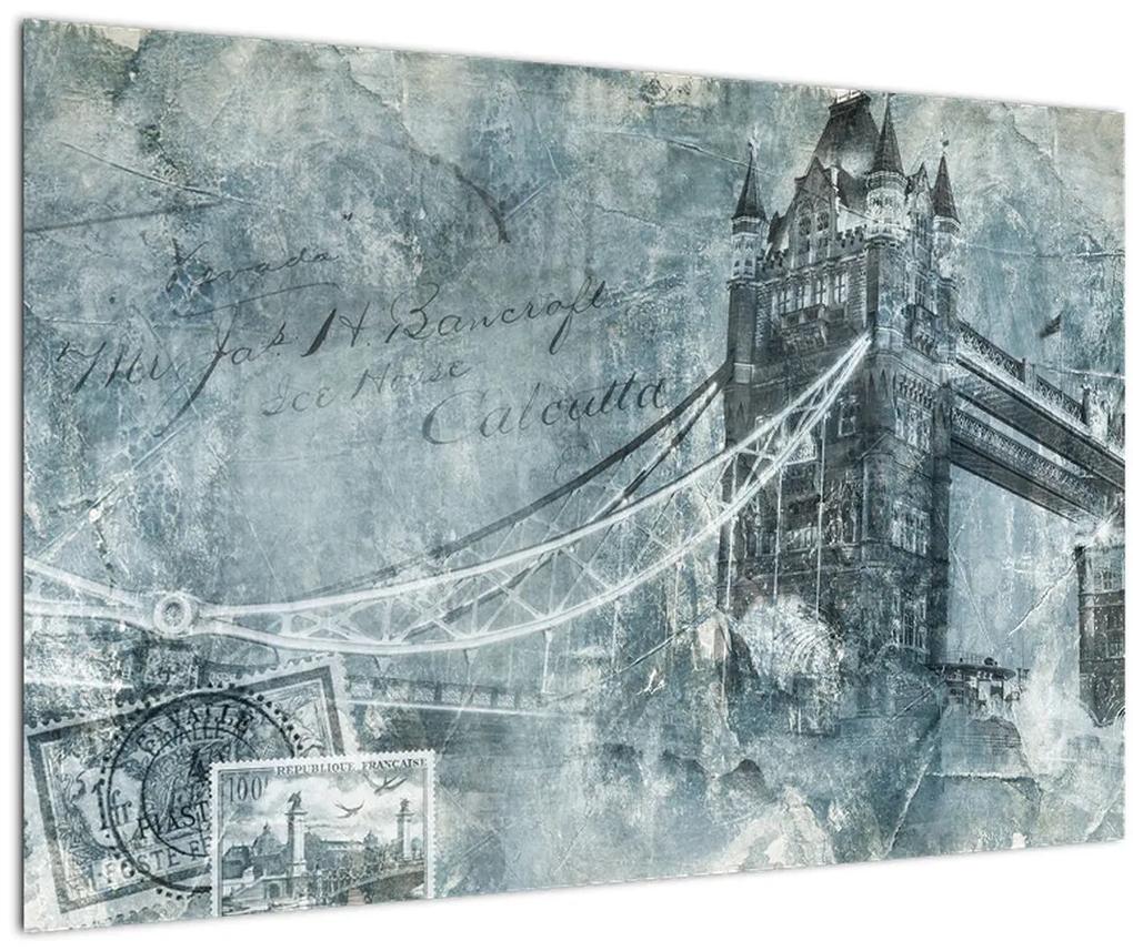 Obraz - Tower Bridge v chladných tónoch (90x60 cm)