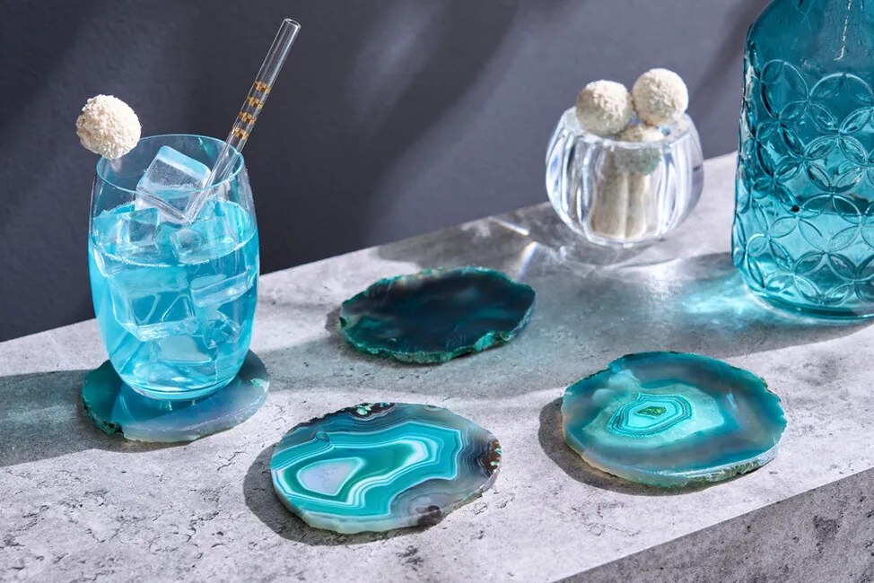 Sada podložiek Calcolo pod poháre zo zeleného achátu 4ks