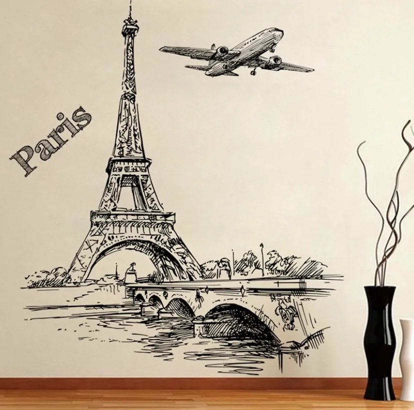 Samolepka na stenu "Paríž 3" 78x70 cm