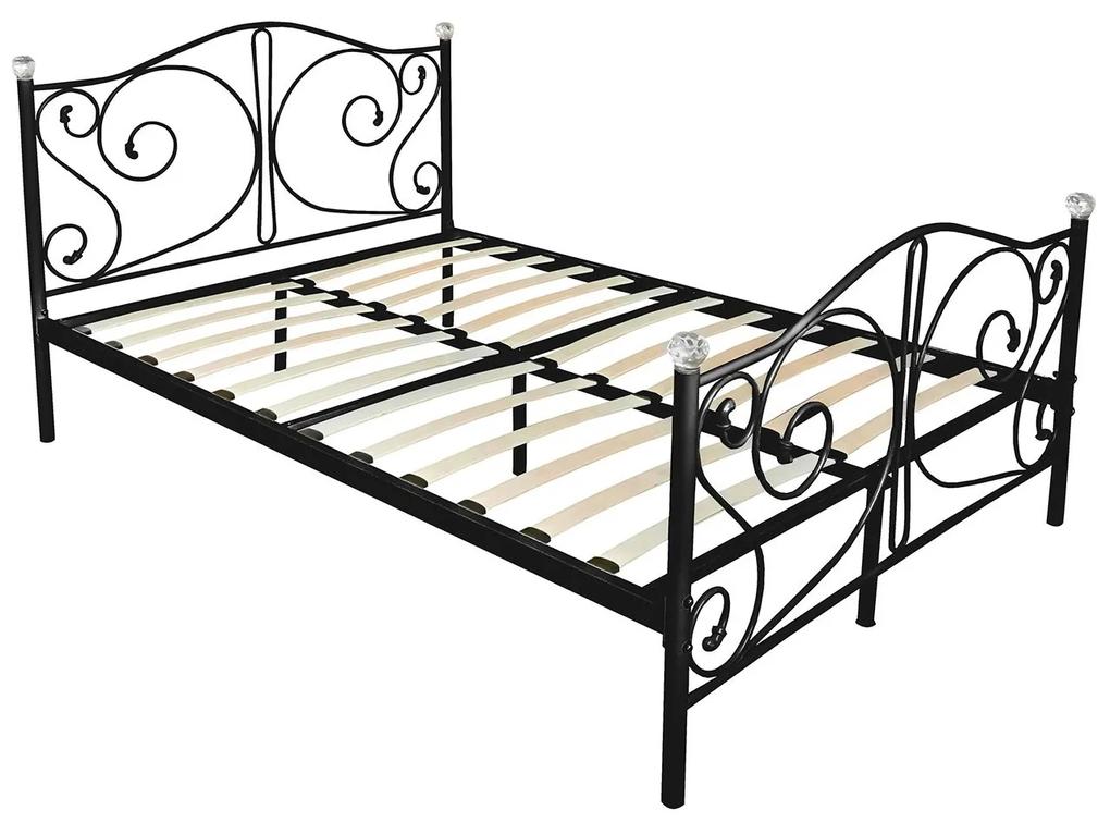Kovová posteľ s kryštálmi Drystan (čierna) (90x200cm). Vlastná spoľahlivá doprava až k Vám domov. 1060506