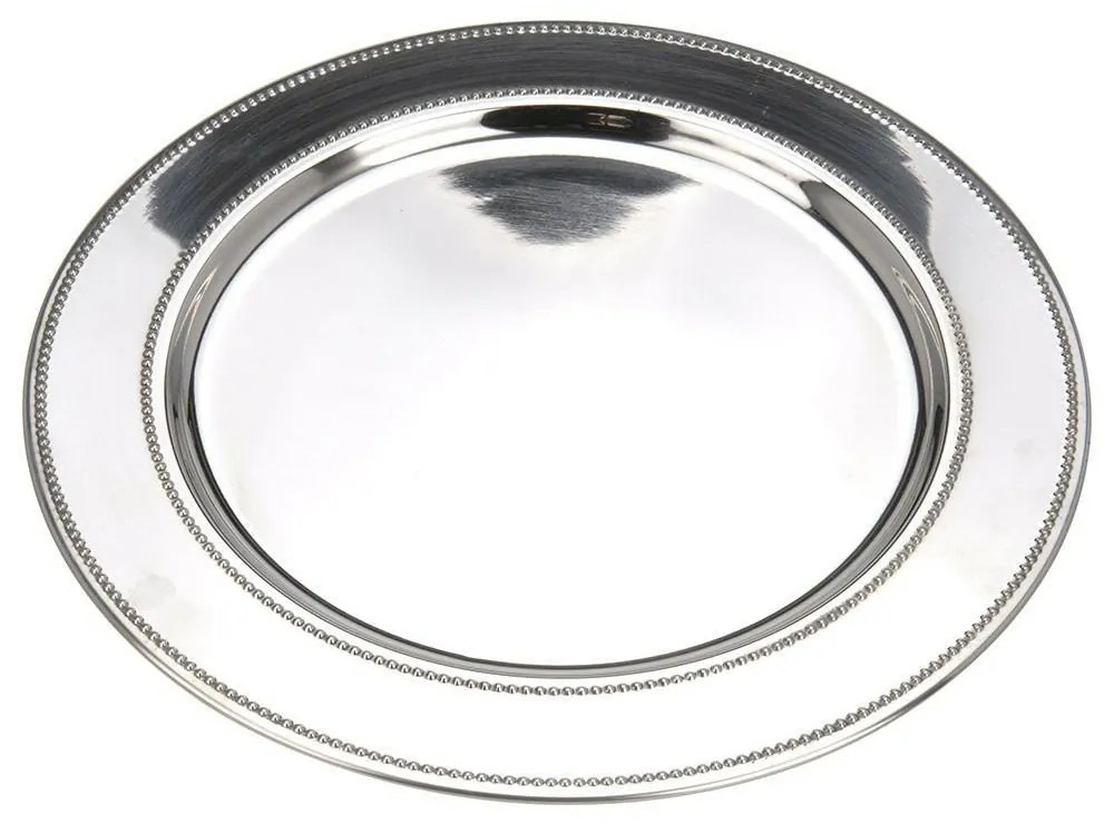 Excellent Houseware Dekoračný kovový podnos Chrome (fi) 33 cm