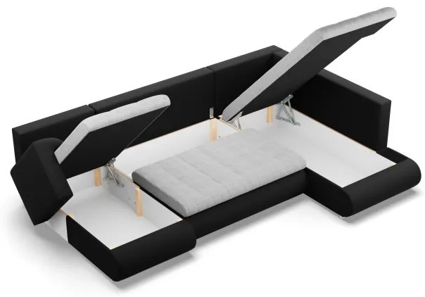 Sedacia súprava FORESTA v tvare U, pravá sivá / čierna