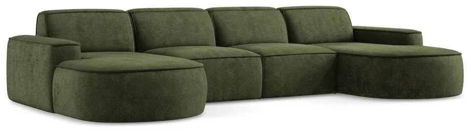 Zelená ženilková rohová pohovka (do tvaru "U") Omao – Makamii